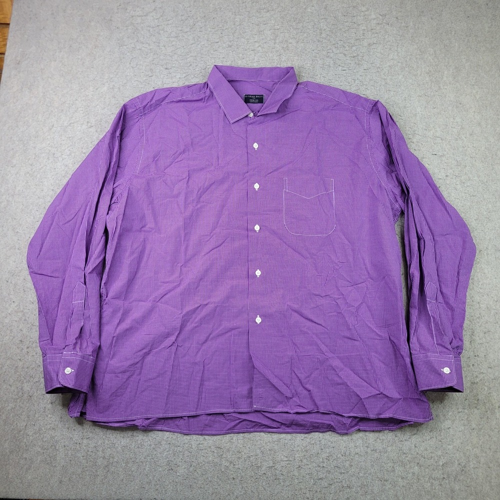 Gitman Bros for Perlis Dress Shirt Mens 3XL Purple Button Up Vintage Made in USA